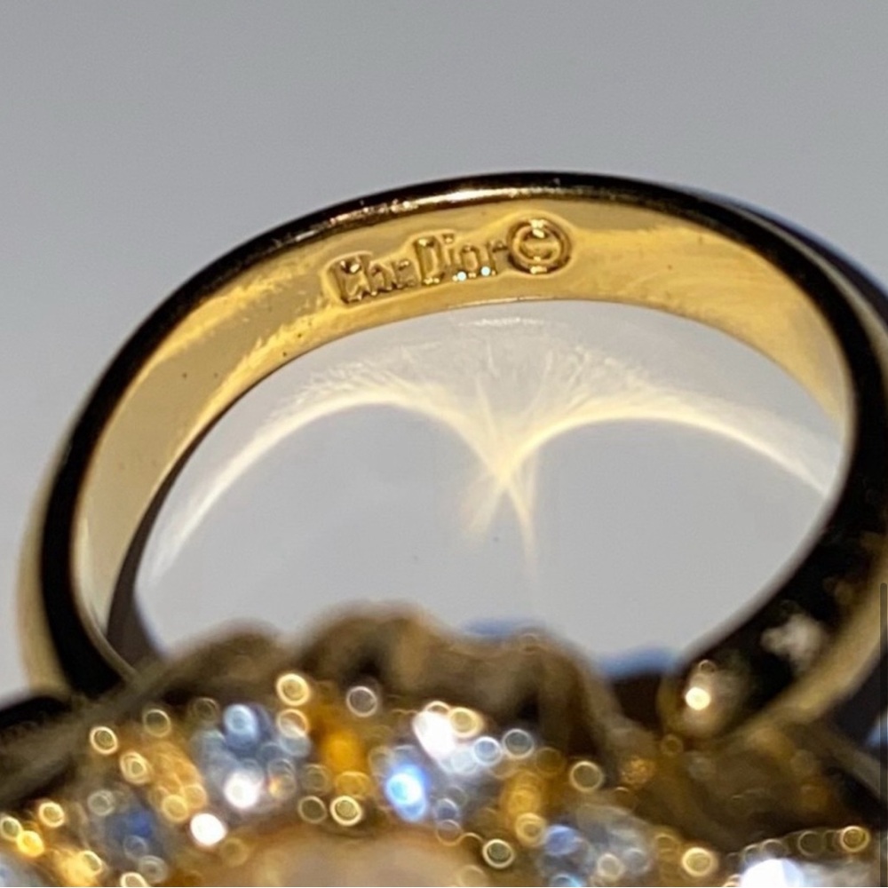 Dior Gold Color Ring with Pearl Accent - Picture 7 of 7